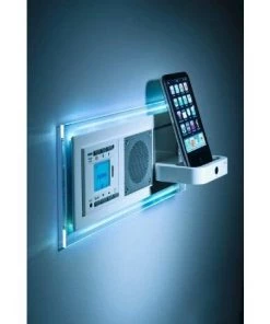 HONEYWELL PEHA MP3 AudioPoint Nova Cadre éclairé LED Pour 3 Prises Lumière Bleue Aluminium