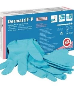 Honeywell Gant Jetable Dermatril P 743 Taille 8 Bleu Nitrile EN 374, EN 455 Catégorie EPI III